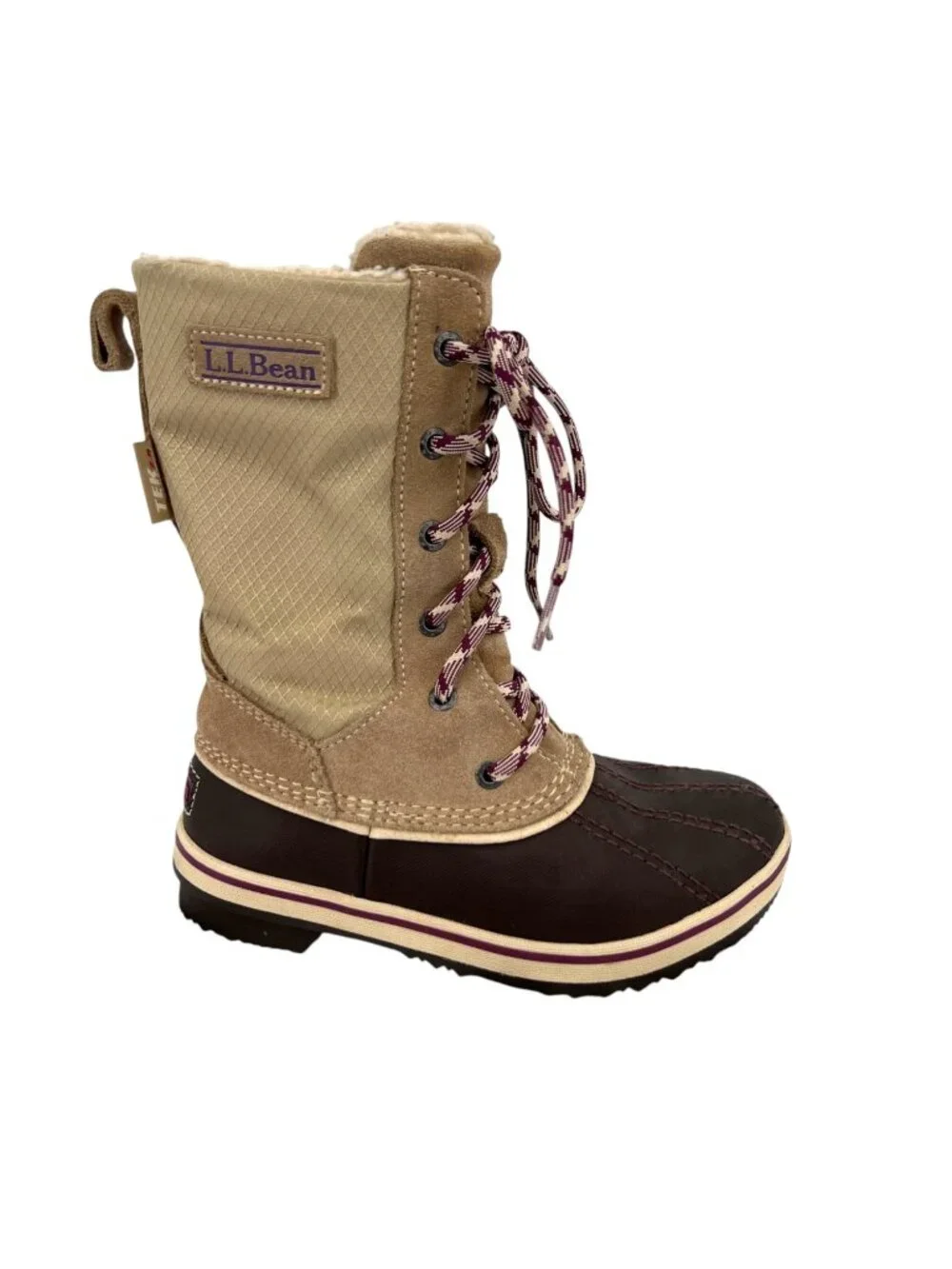 L.L. Bean Kids Snow Boots Size 13 Tan Brown Waterproof Insulated Winter Boots